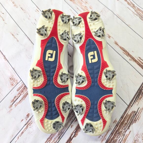 FootJoy DNA Helix Golf Shoes Mens 10.5M Red White Blue Spiked Leather Country main image 11